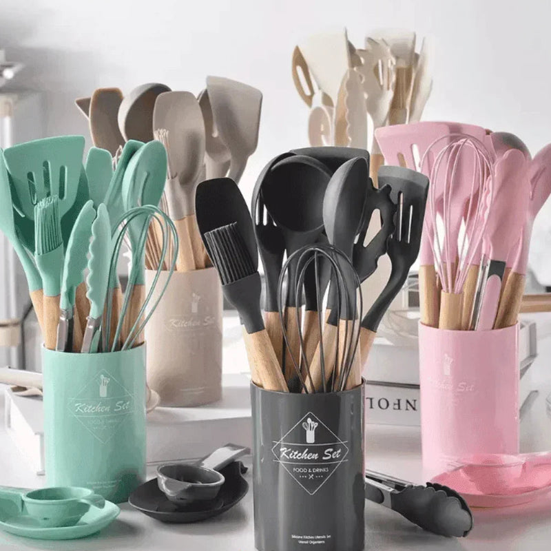 Conjunto de Utensílios em Silicone 12 Peças