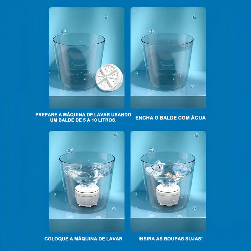 Mini Máquina de Lavar Híbrida Modern Lar™ / Transforme Qualquer Recipiente em uma Máquina de Lavar Eficiente!